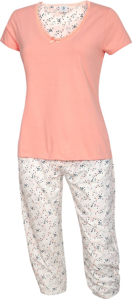 KB Damen Schlafanzug Caprihose 3/4 Hose Frauen Sommer Pyjama Größe S