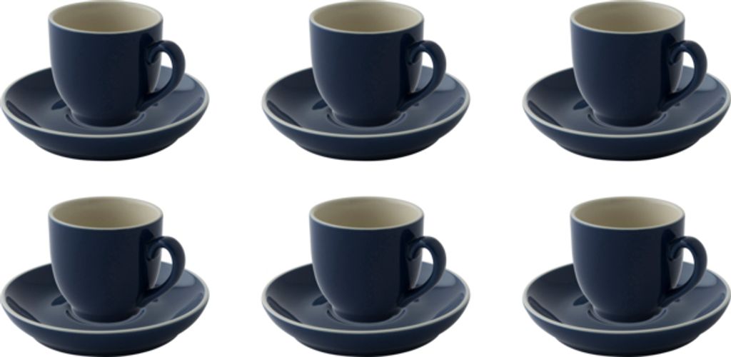 Palmer Colors Tasse mit Untertasse, 14 cl, blau Porzellan, spülmaschinenfest, 6 Stück