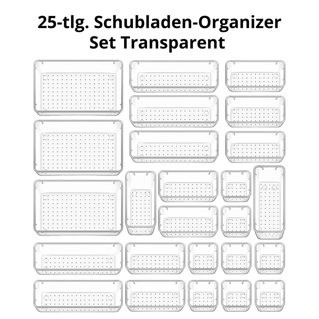 25-tlg. Schubladen-Organizer Set Transparent – Klare Produktbild 