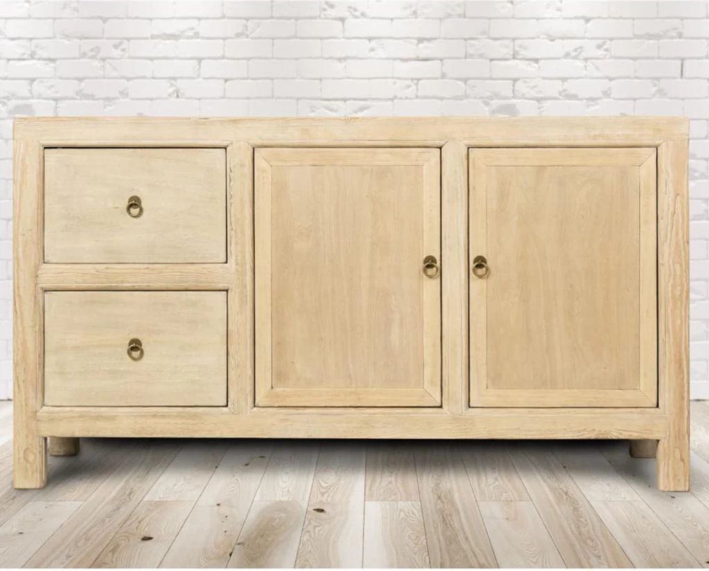 PureHaven Kommode 154x41x85 cm im Vintage Style aus Vollholz handgefertigt stilvolles Design Kieferholz standsicher und stabil