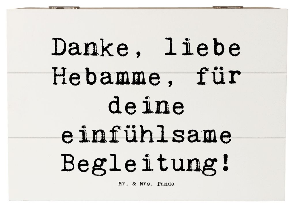 Mr. & Mrs. Panda holzschachtel Spruch Liebe Hebamme 22 x 15 cm - Weiß - Geschenk, Bedanken, Box, Geschenkbox, Danke sagen, Erinnerungskiste, Schat...