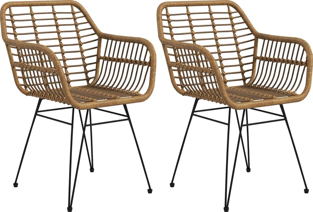 Chaises de Cuisine Style Bohème en Rotin Lot de 2 Fortuna Lai Naturel