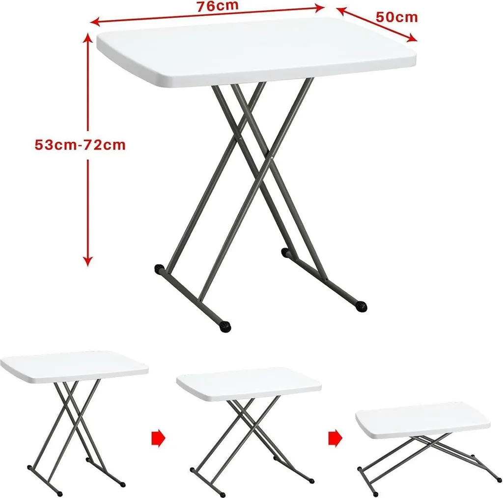 Table de camping pliante 76cm blanche de 2,5FT robuste pour jardin