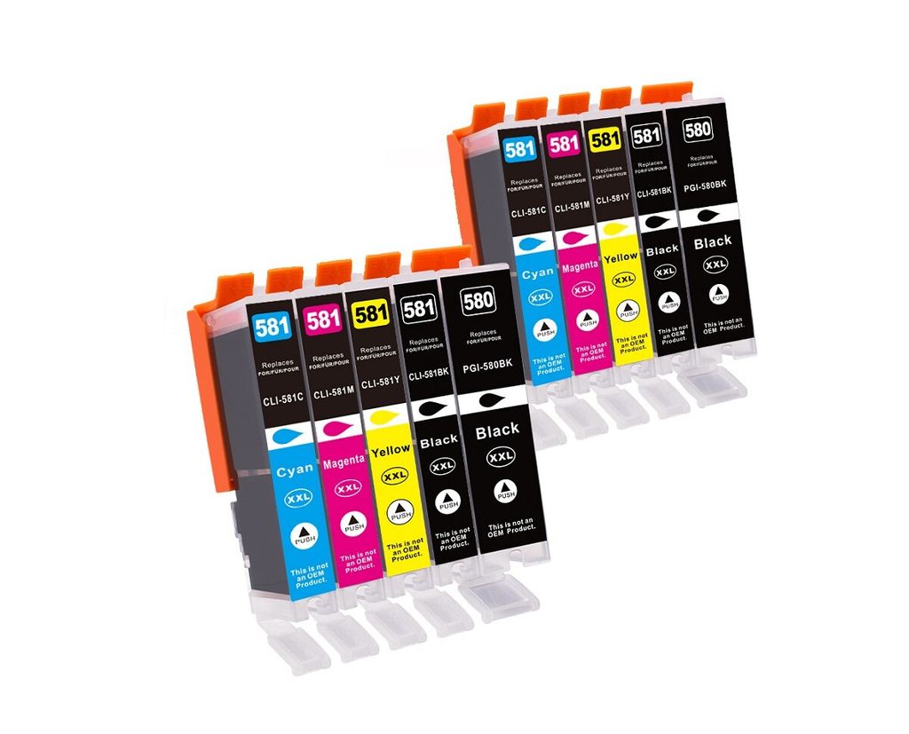 Two sets of printer ink cartridges are displayed against a white background.
