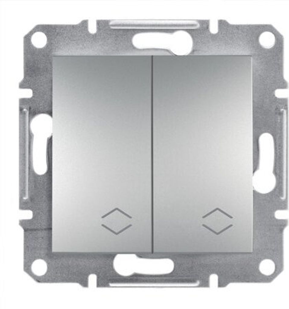 Schalter 2-fach Treppenhaus ohne Rahmen, Aluminium Schneider Asfora EPH0600161/SCH