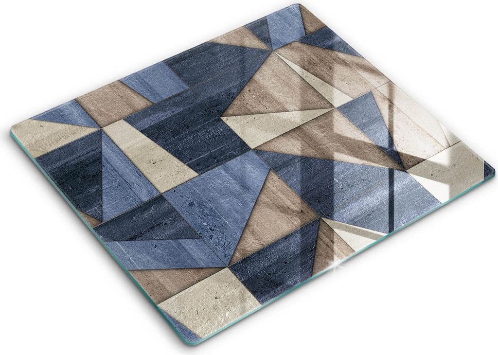 Glasschneideplatte - Herdabdeckplatte - 60x52 - Schneidebrett - Spritzschutz - Geometrische Abstraktion