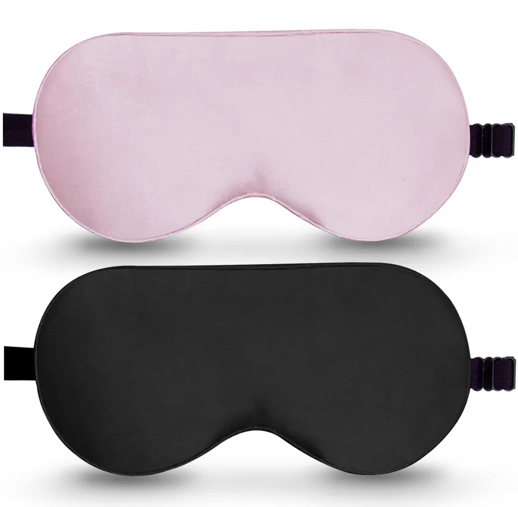 Masque de nuit en soie véritable occultant pour un sommeil profond x2