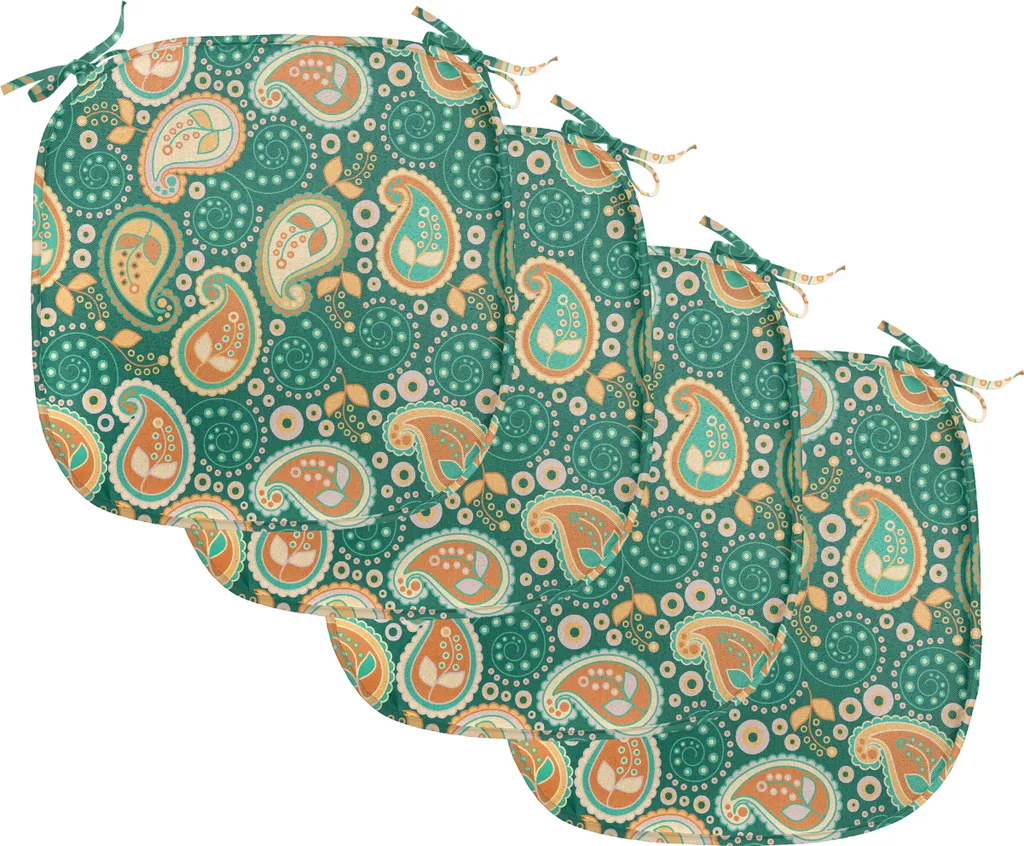 ABAKUHAUS Lot de 4 Coussins de Chaise Ethniques 40x40cm Abricot et Vert