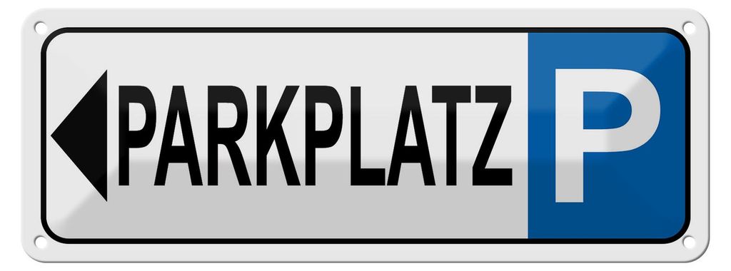 Blechschild Parkplatz links, 27x10 cm, Blechschilder Auto Produktbild 