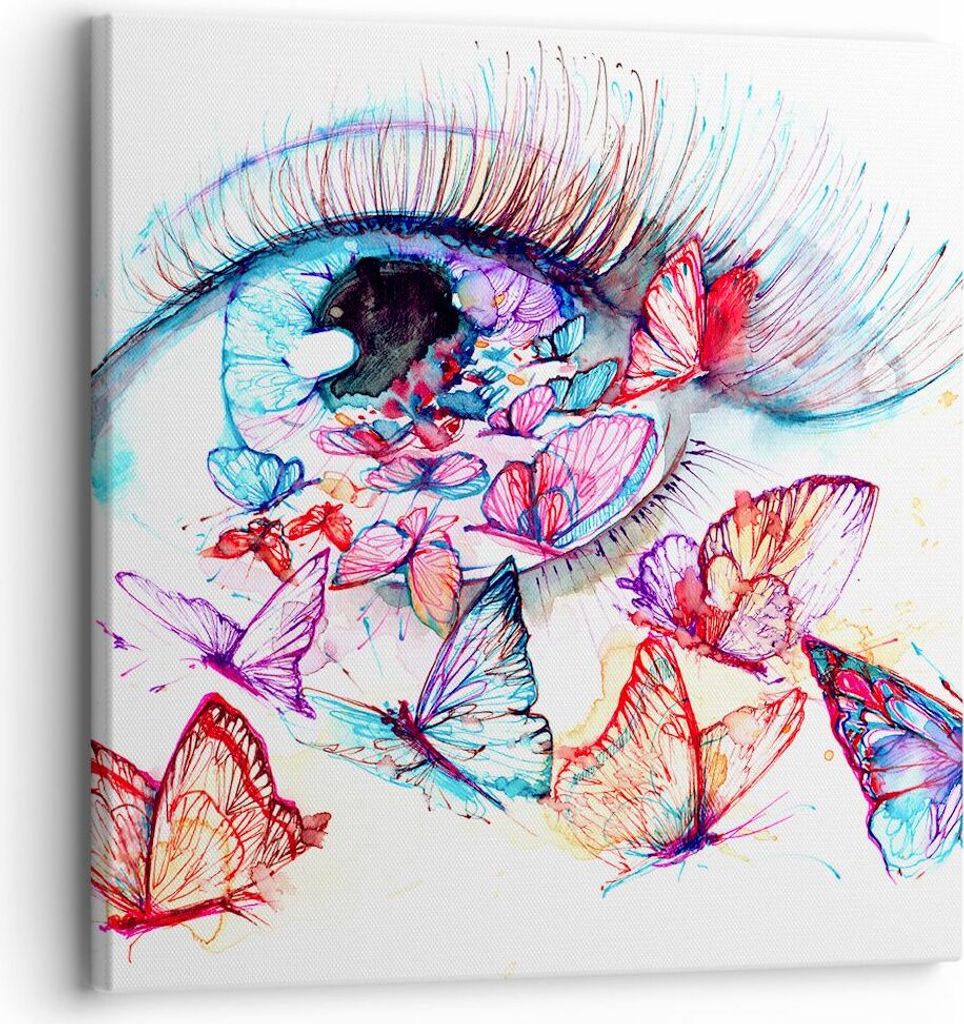 Bild auf Leinwand - Leinwandbild - Auge Butterflys Fantasie Fantasie - 30x30cm - Wand Bild - Wanddeko - Leinwanddruck - Bilder - Kunstdruck - Leinw...