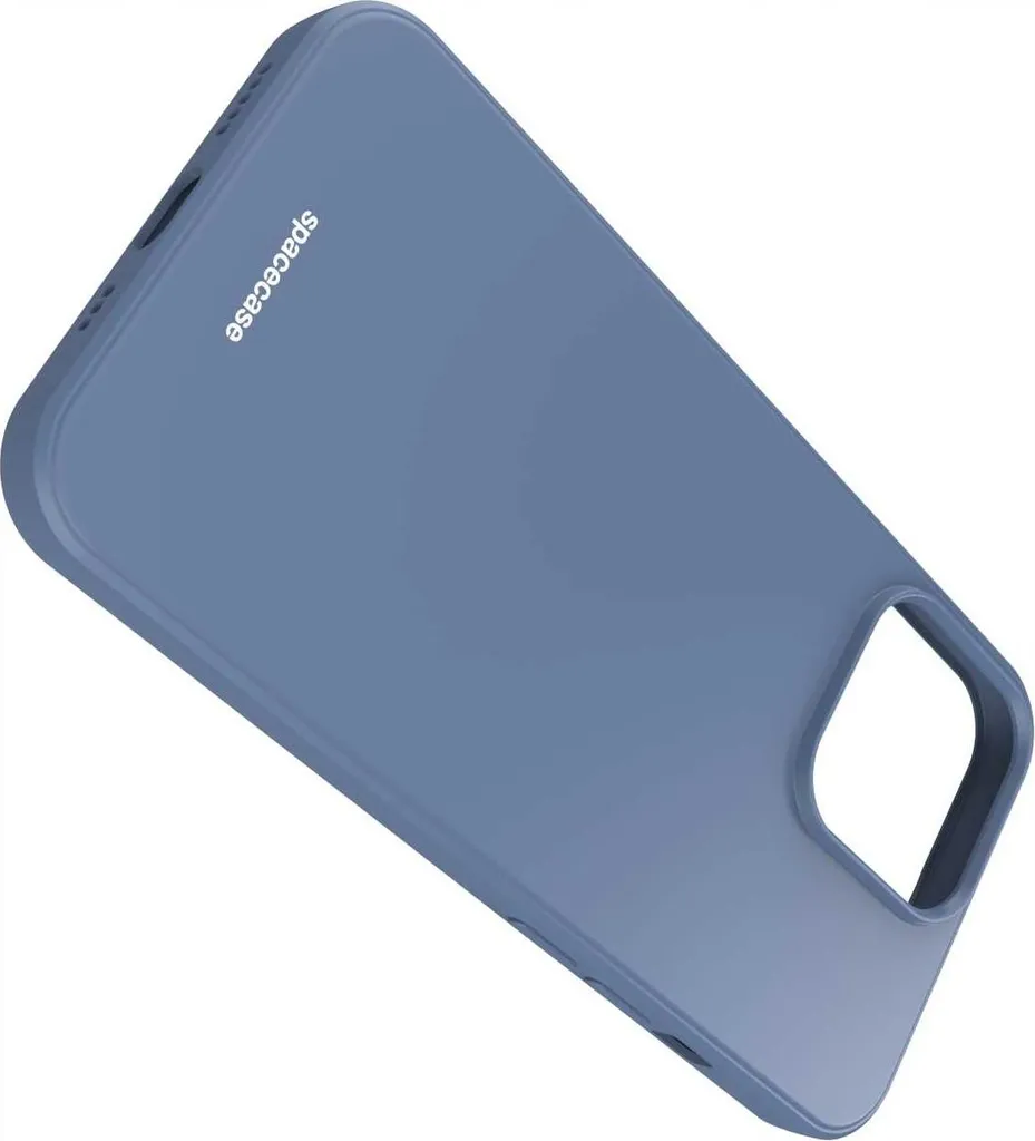 Coque iPhone 13 silicone Bleu SPACECASE - Finition Soft Touch Antidérapante