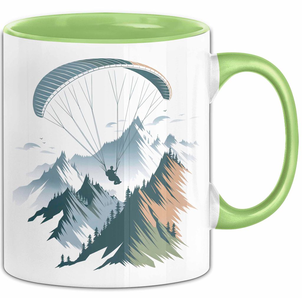 Paraglider Tasse Geschenkidee Himmelsentdecker Lustiger Geschenkidee Lustig (Grün)
