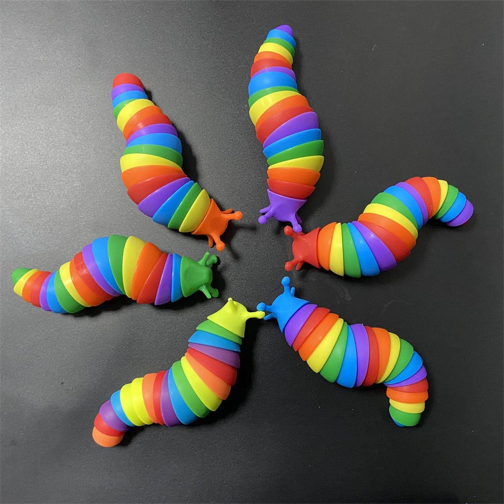 Schnecken-Dekompressionsspielzeug, buntes Stress-Erleben, flexible sensorische Insekten zum Entspannen, zufällige Farbe, 18,5 cm
