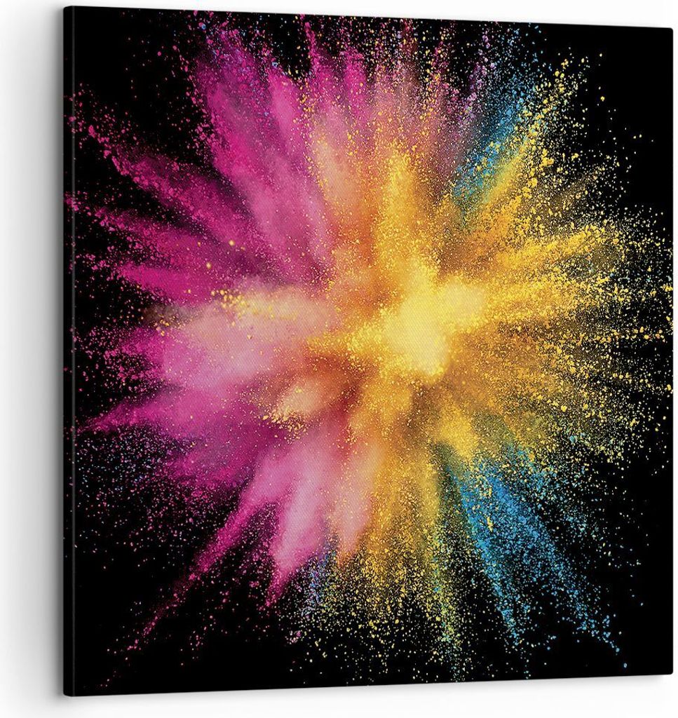 Bild auf Leinwand - Leinwandbild - Einteilig - Bunt Staub Explosion - 60x60cm - Wand Bild - Wanddeko - Wandbilder - Leinwanddruck - Bilder - Wandde...