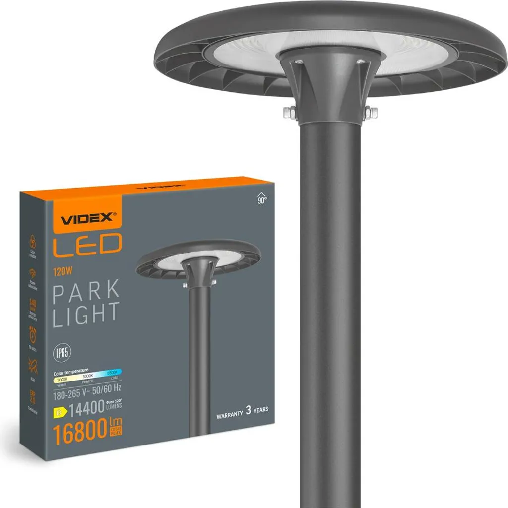Projecteur LED 120W IP65 16800LM rond VIDEX éclairage puissant 220V