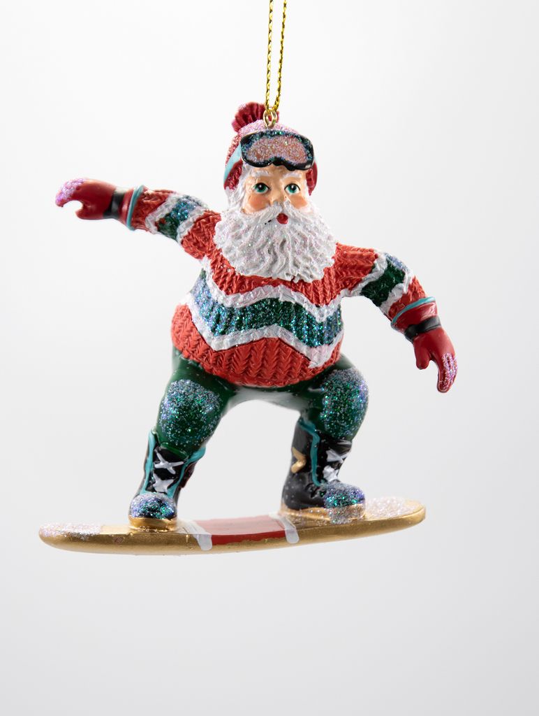 Weihnachtsmann auf dem Snowboard Nikolaus Christbaumschmuck