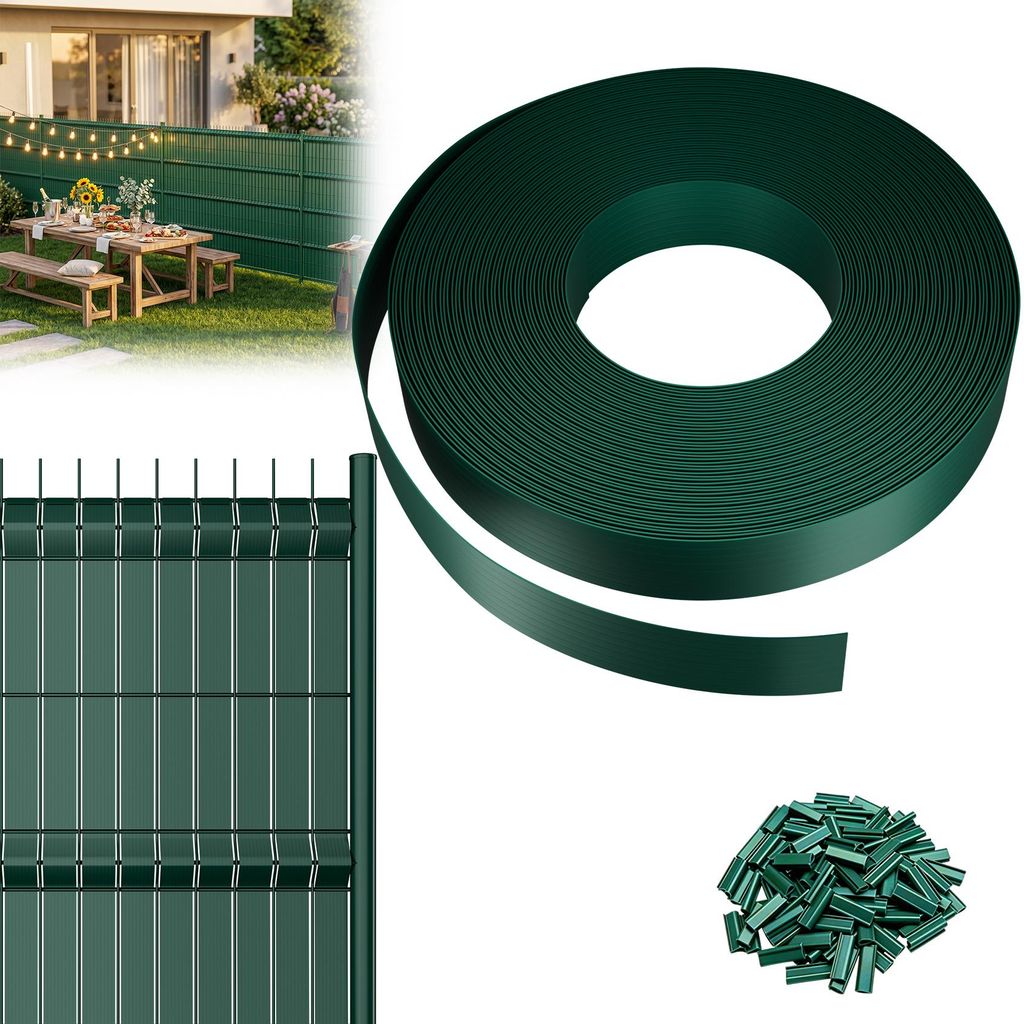 XMTECH PVC Sichtschutzstreifen 4,7 cm, Zaun Sichtschutzstreifen UV-beständig Wetterfest mit Clips, Zaun Sichtschutz Garten Balkon Terrasse, 70m, G...