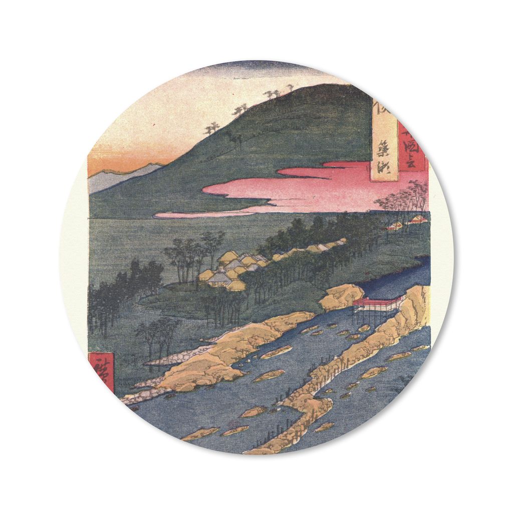 MuchoWow Mauspad Mousepad Vintage-Gravur Japanische Landschaft 20x20 cm - Mousepads - Maus Mat - Pad - Mausunterlage - Schreibtischmatte
