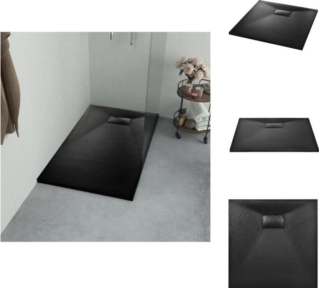 vidaXL Duschwanne SMC Schwarz 80×80 cm - Duschwannen