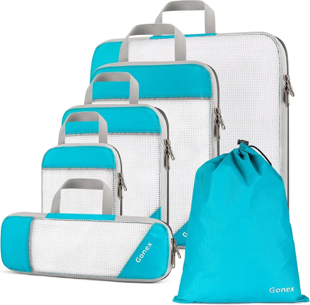 Set 6 sacs de compression durables gris pour une valise organisée