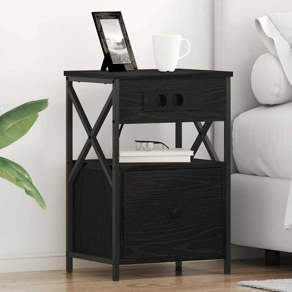 Maison Exclusive - Nachttisch Schwarz Eichen-Optik 40 x 31 x 60 cm Holzwerkstoff