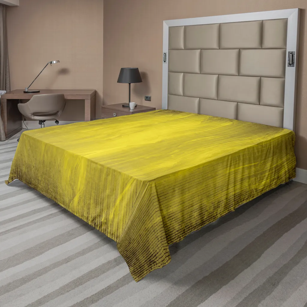 Drap de Lit Décoratif pour Chambre Moderne Jaune et Olive Style Graphique