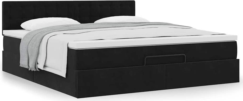 Maison Exclusive - Ottoman-Bett mit Matratze Schwarz 160x200 cm Samt