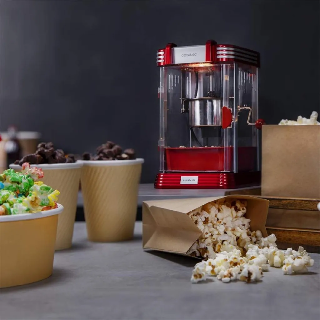 Machine Pop-Corn sans Huile 1200W Cecotec Rouge : Cuisson Rapide 2 min - 6