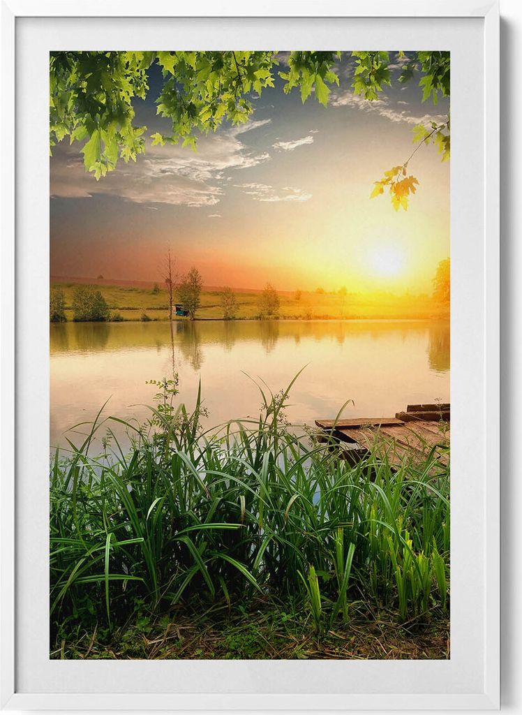 Sonnenuntergang, Sommertage– Wandbild mit Rahmen – Produktbild 