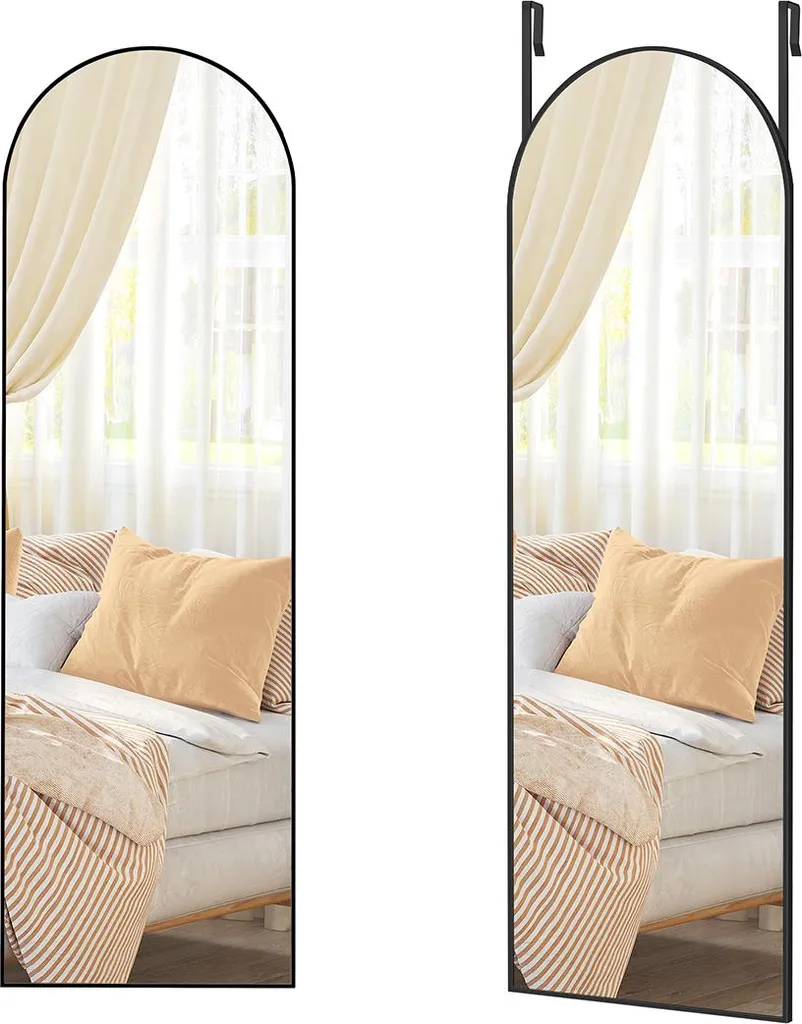Specchio Arredamento Moderno 120x40 Nero Curvo | Specchiera a Parete