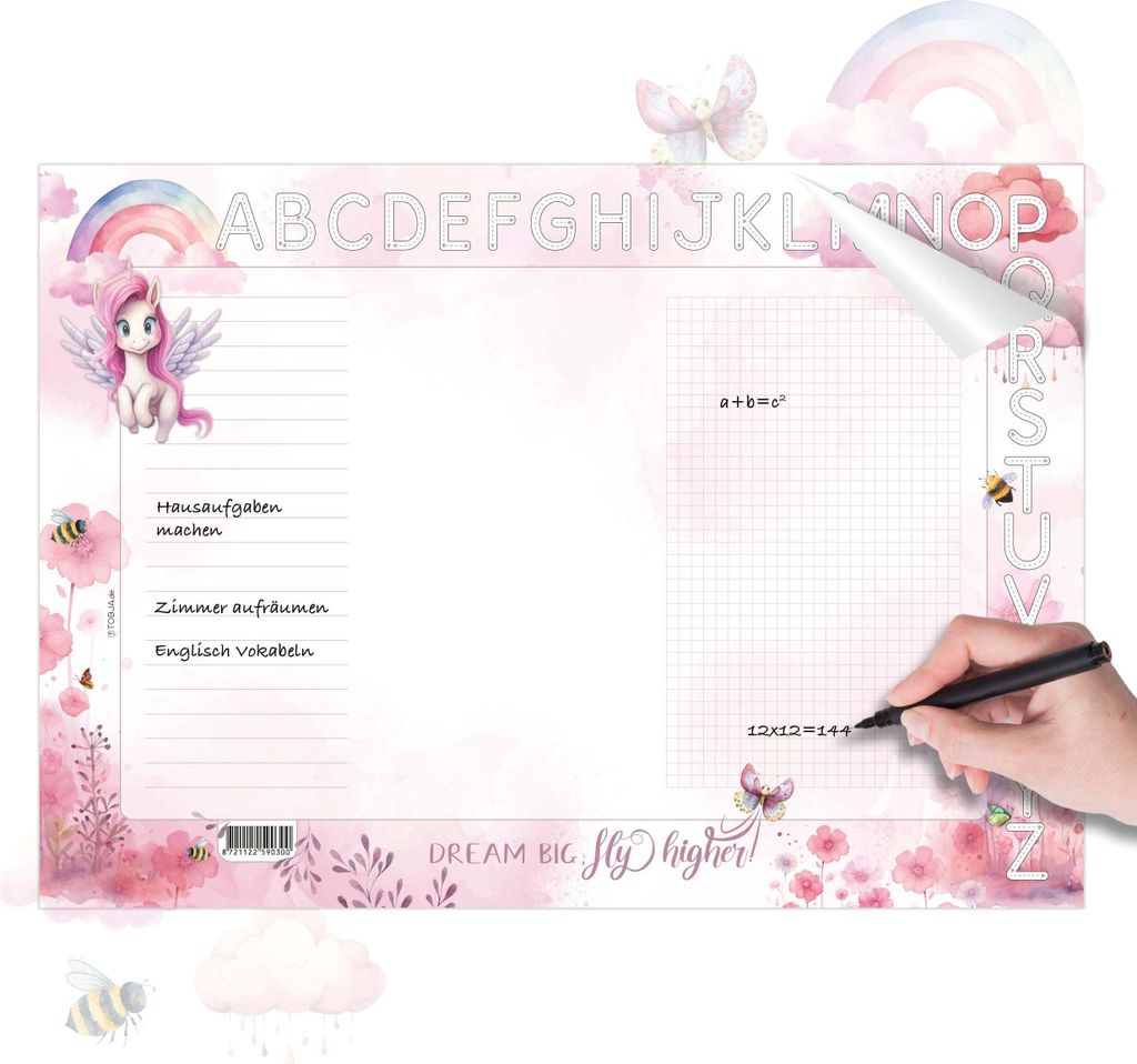 Schreibtischunterlage Kinder Alicorn, DIN A3, ABC Leiste, 25 Blätter – Spaß & Kreativität mit der Schreibtischunterlage Papier | Malunterlage ...