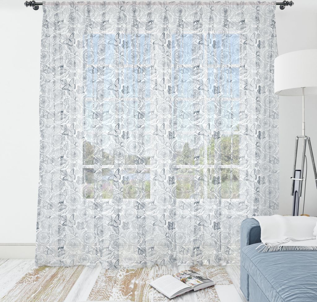 ABAKUHAUS Blumen Wandteppich, Detaillierte Skizze Blick Schmetterlinge auf Wildrosen Repetitive, Wohnzimmer Schlafzimmer seidiges Satin Wandtuch, ...