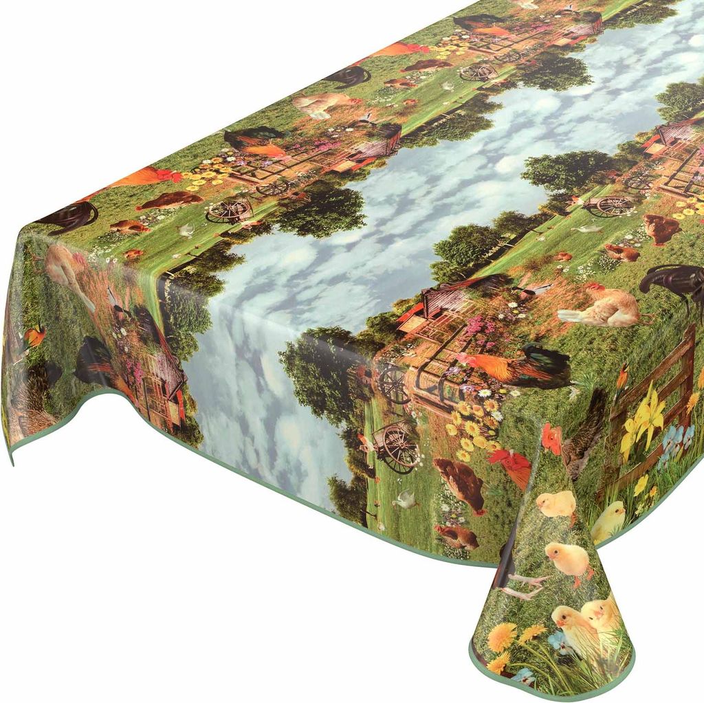 Tischdecke Wachstuch Tiere Grün Robust Wasserabweisend Breite 140 cm Länge 180 cm