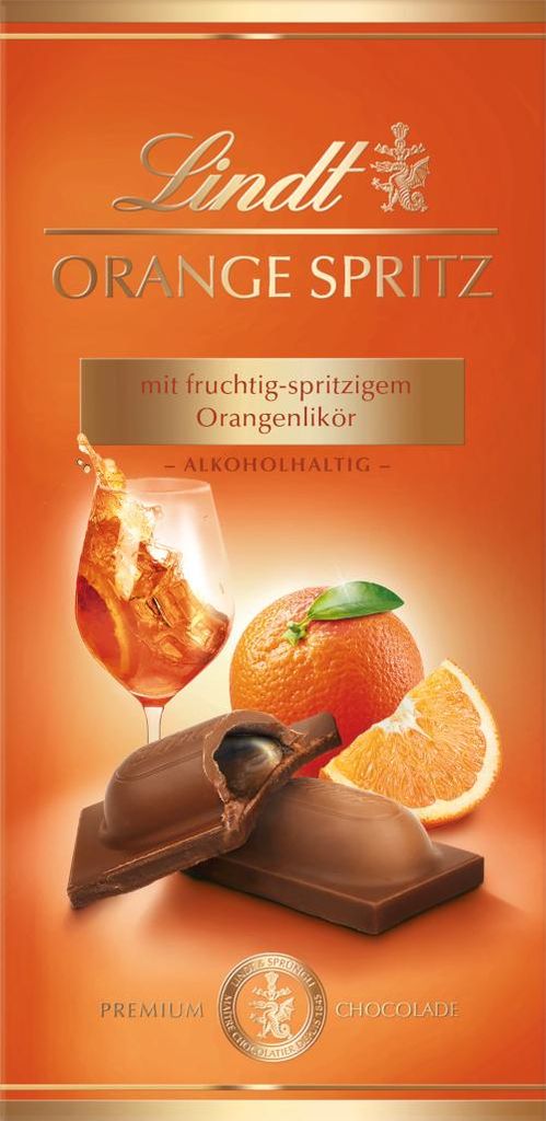Lindt Orange Spritz Vollmilchschokolade Tafel spritzig-fruchtig 100g