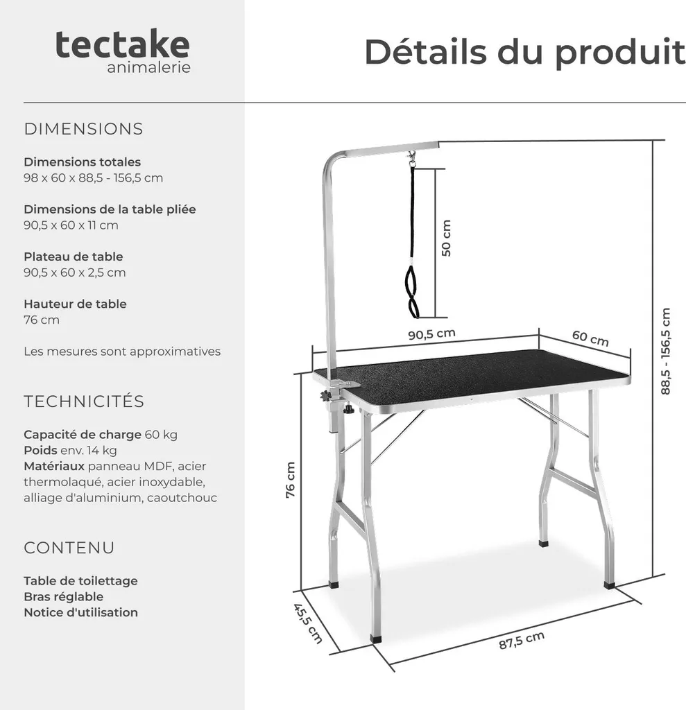 Table de toilettage ergonomique pour petits chiens avec potence - 6