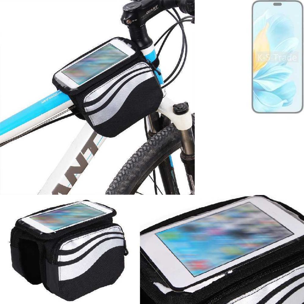 K-S-Trade Rahmentasche Fahrrad-Halterung kompatibel mit Honor 200 Lite Rahmenhalterung Fahrrad Handyhalterung Fahrradtasche Handy Smartphone Halterung