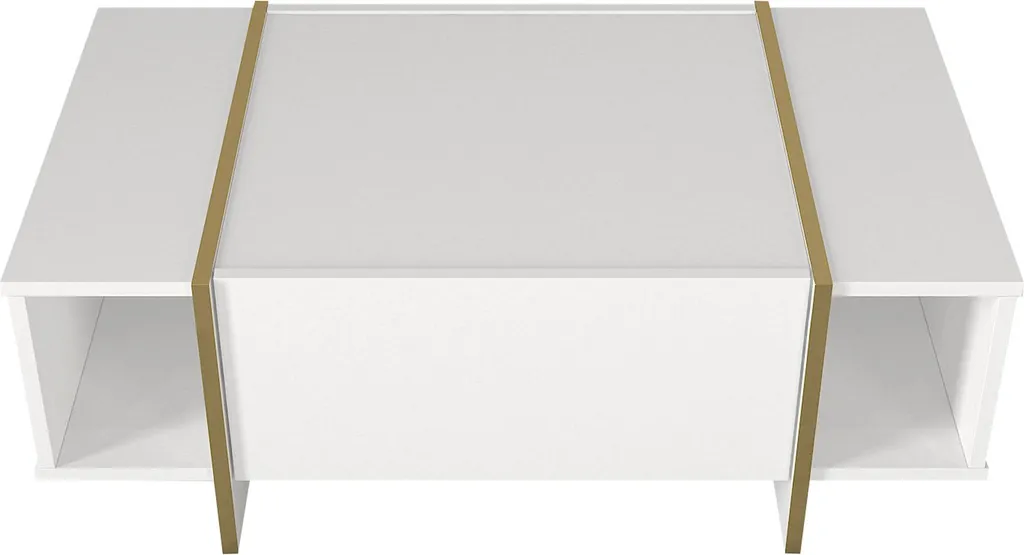 Table basse Tavak 104 cm blanc et or : fini le désordre dans le salon - 8