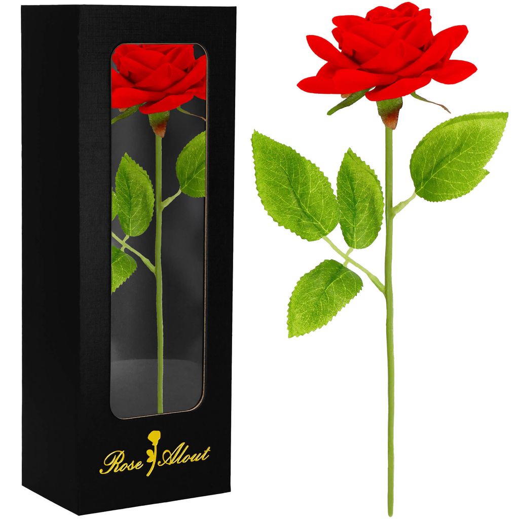 Springos Ewige Rose Kunstblume für Valentinstag 27 cm