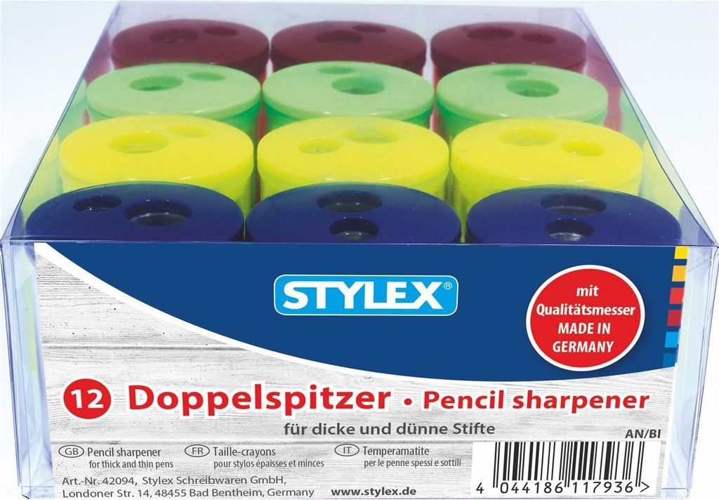 Doppelspitzer ''Tonne'' farbl.sort. - 1 Stück Produktbild 
