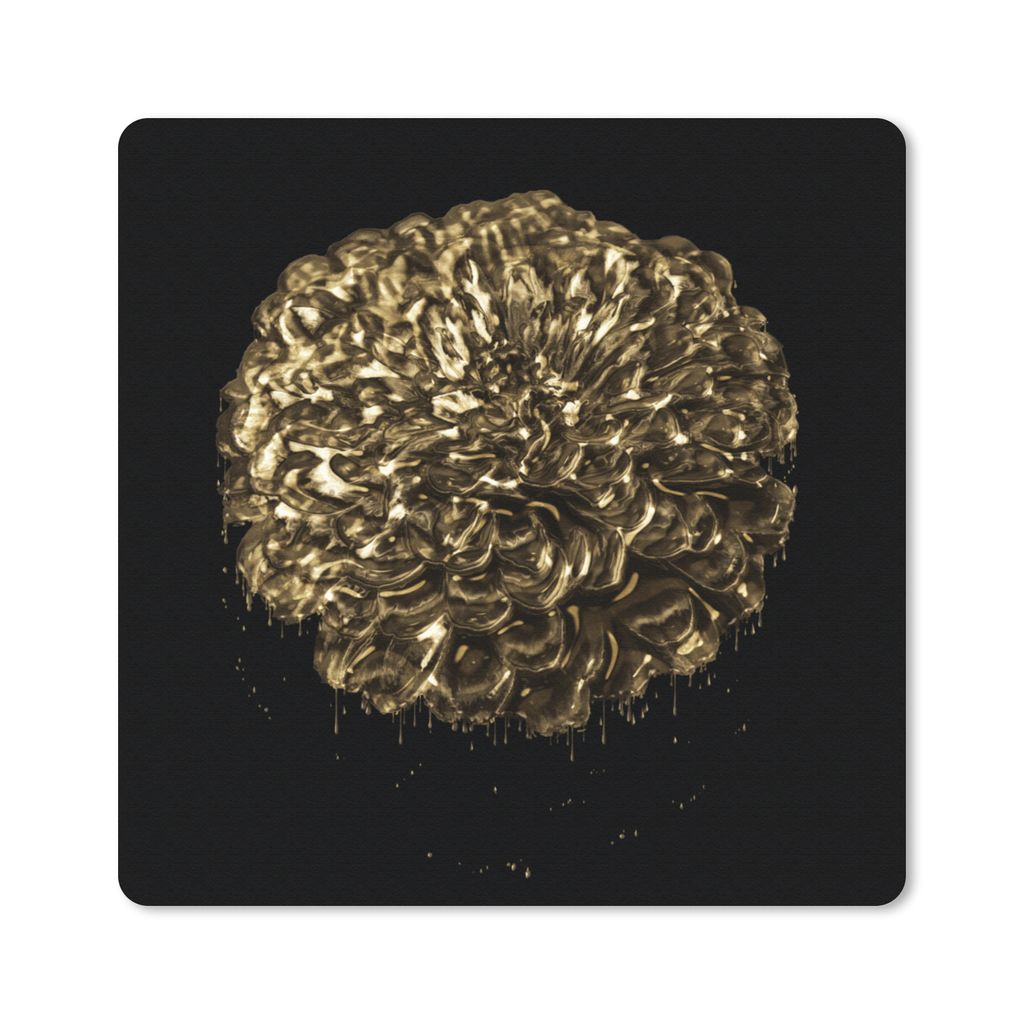 MuchoWow Mauspad Mousepad Blumen - Blätter - Gold 20x20 cm - Mousepads - Maus Mat - Pad - Mausunterlage - Desk Mat - Bureauartikeln