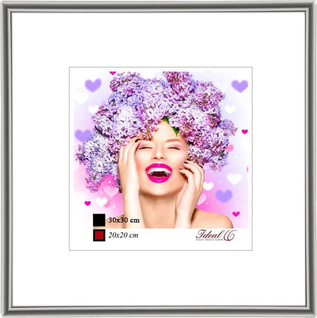 Photo Style Kunststoff Bilderrahmen quadratisch Foto Rahmen Picture Frame Collage - Farbe: Silber | Format: 40x40
