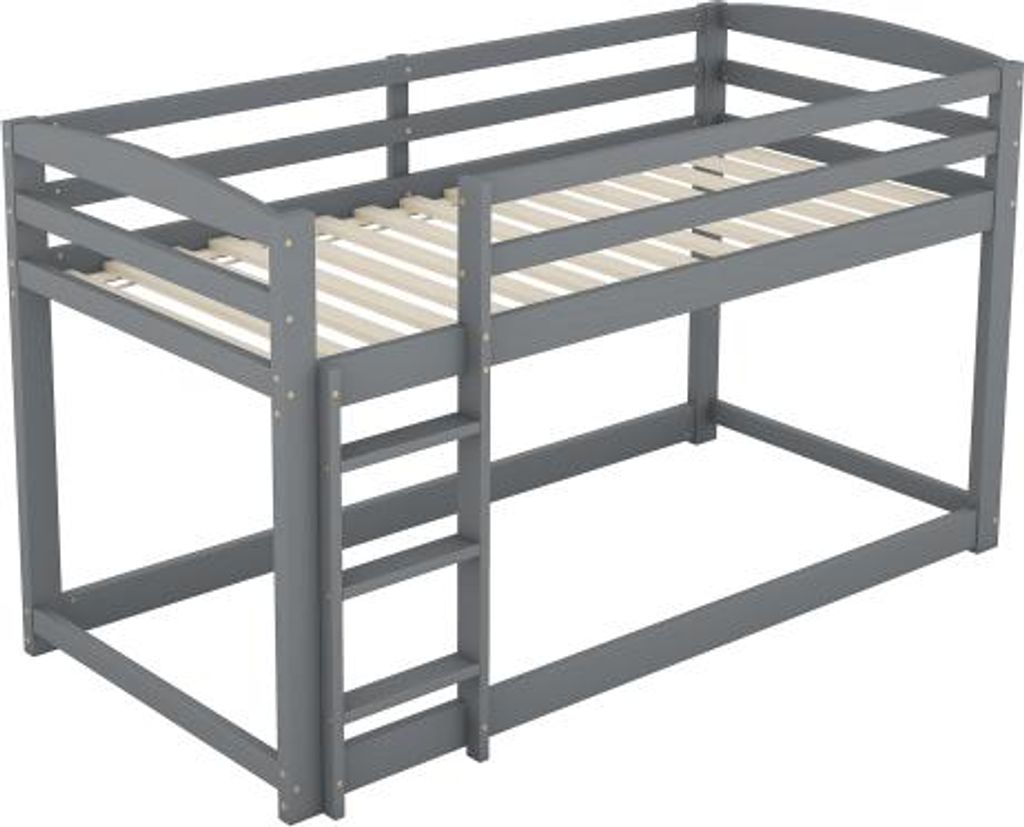 Etagenbett mit 2 Schlafgelegenheiten und Lattenrost, 90x200 cm, Hochbett mit Leiter, Holzbett aus Kiefer, Kinderbett inkl. Rausfallschutz