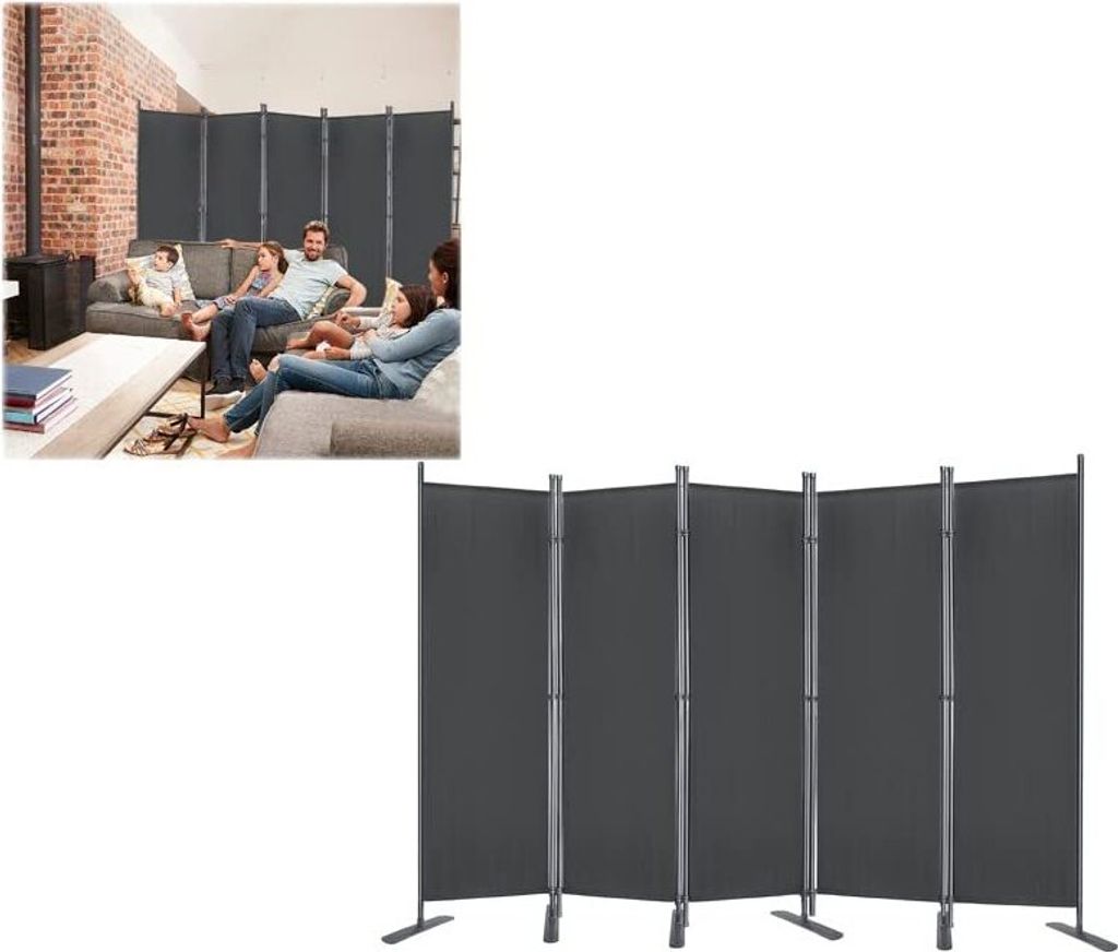 Sessamen-LP Raumteiler, Freistehend Balkon Sichtschutz Garten Paravent Trennwand Duschzelt Für Innen und Außenbereich(280 x 180 cm, Dunkelgrau)