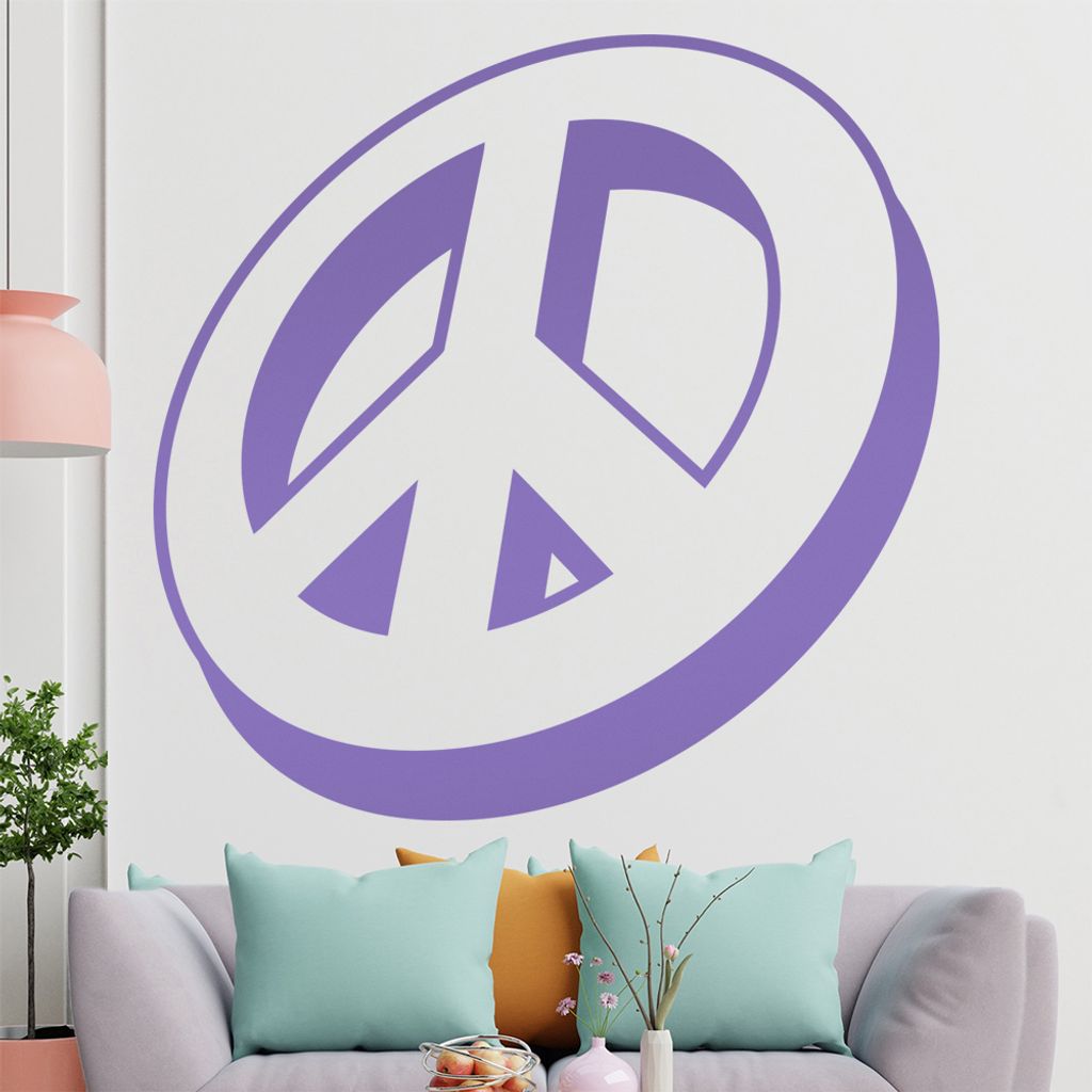KIWISTAR Peace Zeichen - Frieden Button Wandtattoo in 6 Größen - Wandaufkleber Wall Sticker - Dekoration, Küche, Wohnzimmer, Schlafzimmer, Badez...