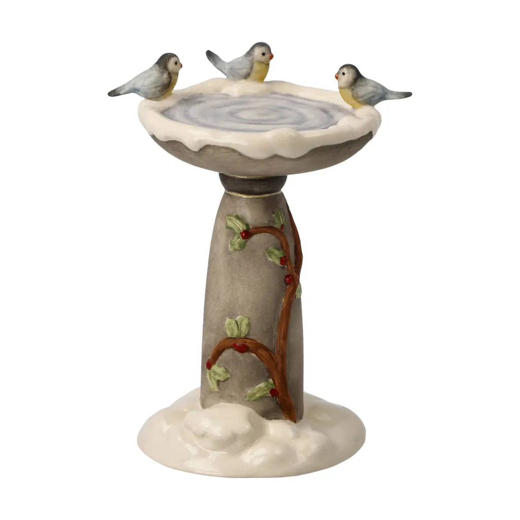 Décoration de Table Hivernale - Bain d'Oiseaux Goebel en Grès de Qualité