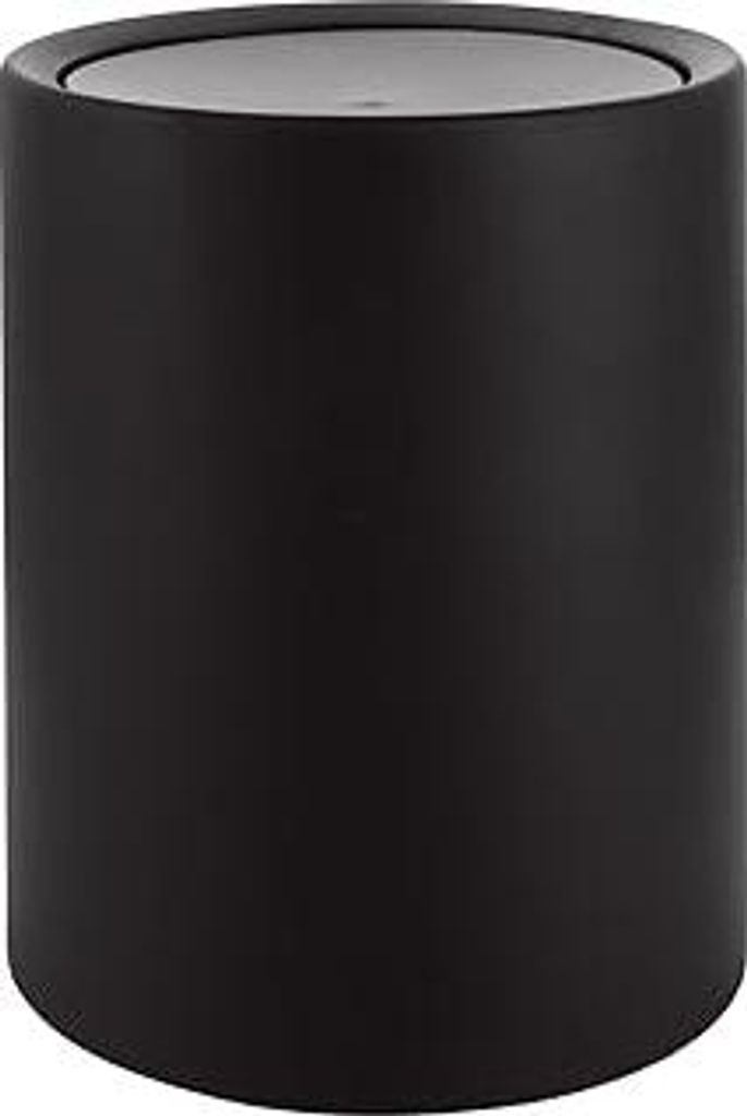 Schwingdeckeleimer Bad 8L - Mülleimer Bad Schwarz - 26x22x16.5cm Abfalleimer mit Deckel - BPA-frei Kosmetikeimer Schwingdeckel Schwarz - Plastik A...