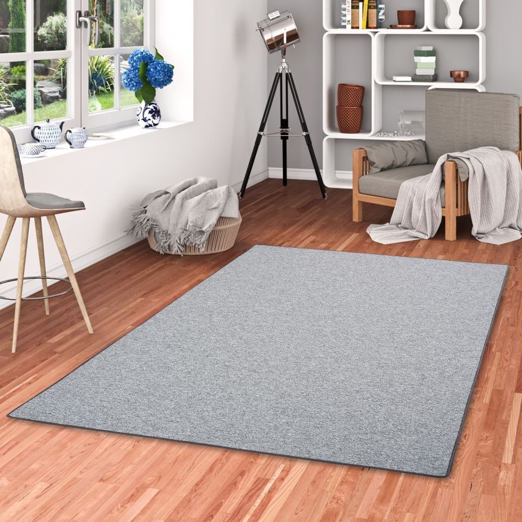 Feinschlingen Velour Teppich Strong Silbergrau, Größe:240x360 cm