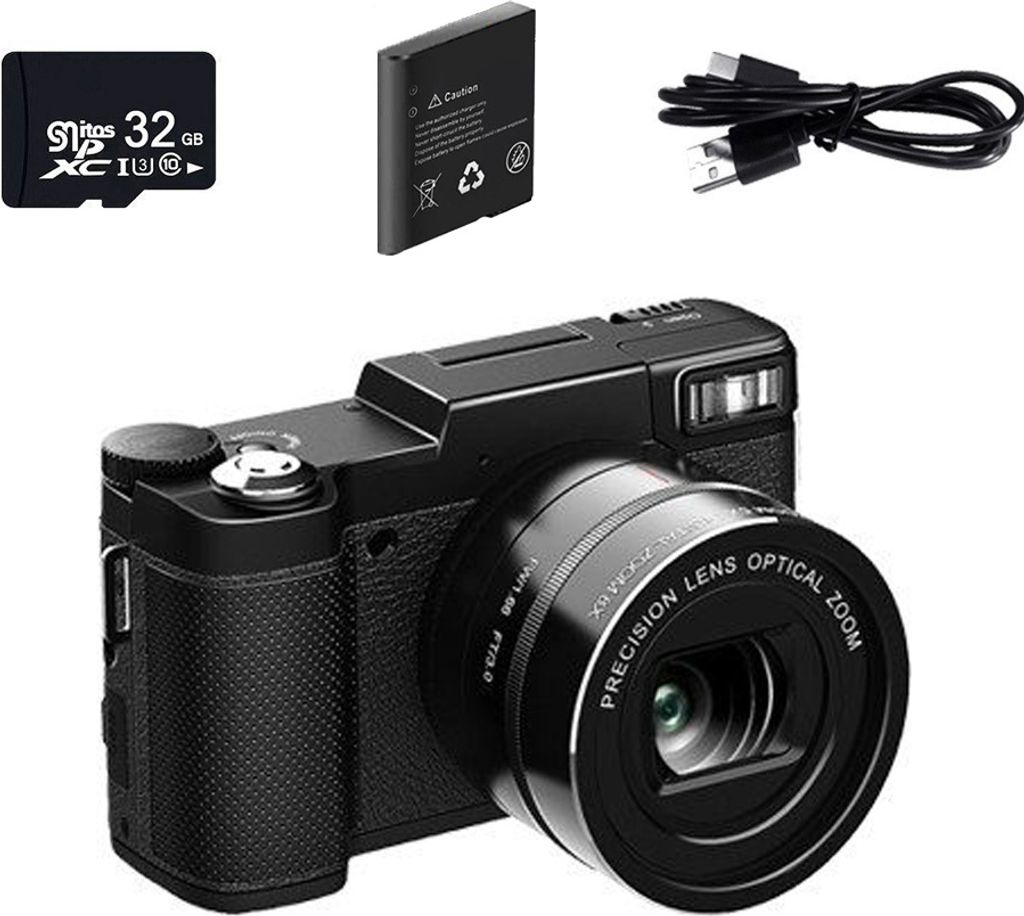 ZELURXX 4K Digitalkamera, 48MP, 3 Zoll Bildschirm, 32GB, Kompaktkamera, 5x Optischen Zoom, 8X Digitalzoom, 12,4 x 7,5 x 6,9 cm, Schwarz