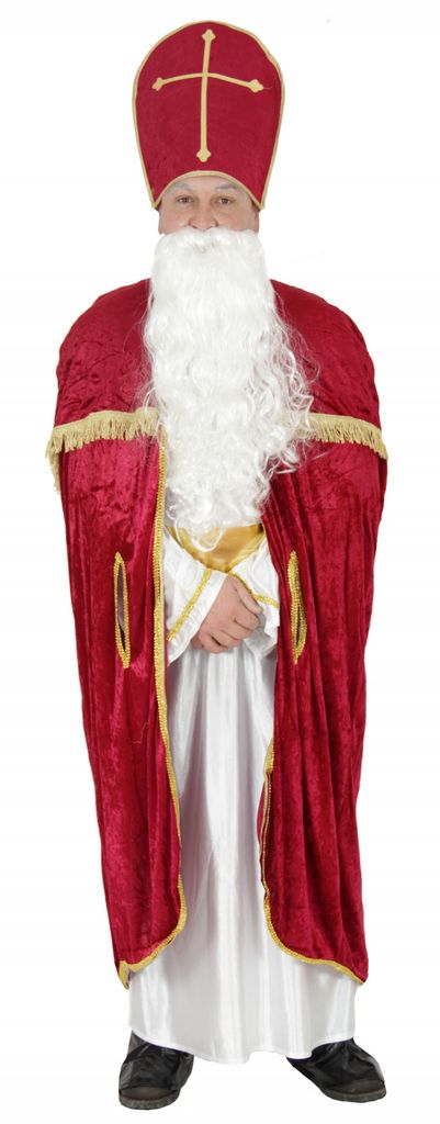 Herren Kostüm Bischof Nikolaus Bischofskleid Albe mit Schärpe Weihnachtsmann 