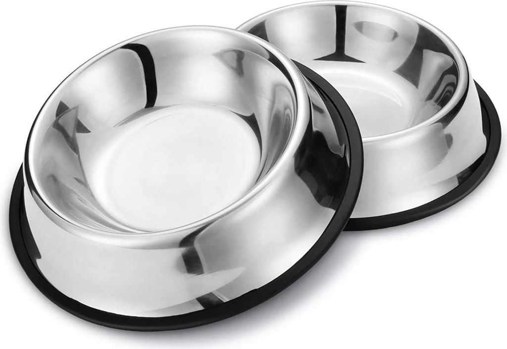 2 Stück Edelstahl Hundenapf, Fressnapf für Hunde, Wassernapf für mittelgroße und große Hunde, rutschfeste stapelbare Haustiernäpfe, Haustiern...